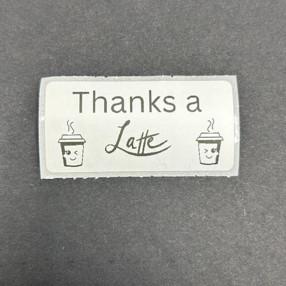 Set of 100 Handmade "Thanks a Latte" Stickers - Picture 3 of 4